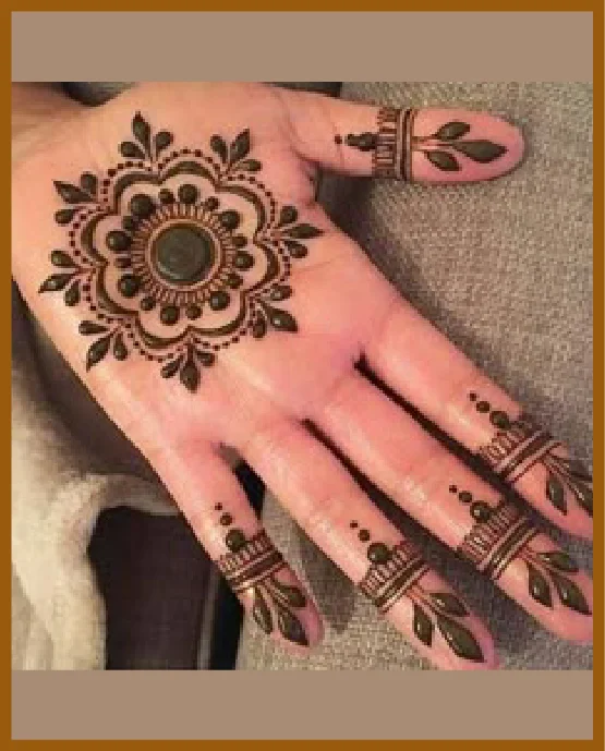 Simple Front Hand Mehndi Design With Classic Mandala Center Simple Front Hand Mehndi Design With Classic Mandala Center